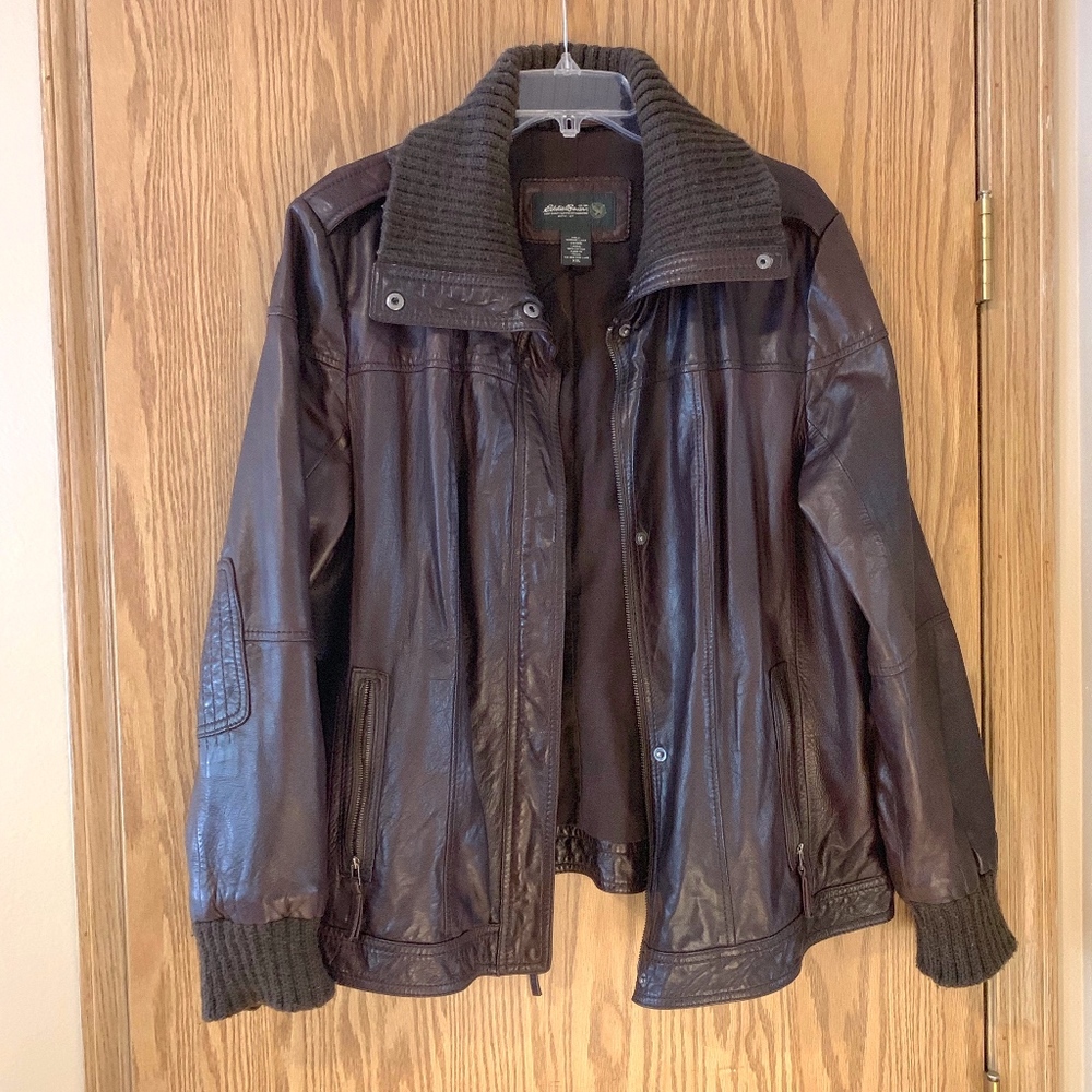 Eddie Bauer Leather Bomber (Dark Brown)